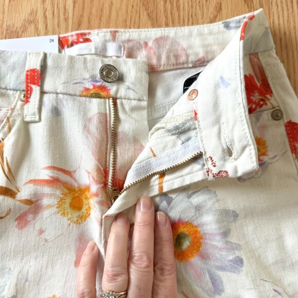 7 For All Mankind Ankle Skinny Floral Jeans Size 24 Ankle Denim Coquette Casual - Picture 5 of 12